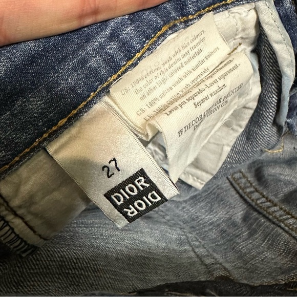 Dior-Dior Outlet Hemmed Blue Denim Distressed Low Waisted Women's Shorts - Picture 6 of 11